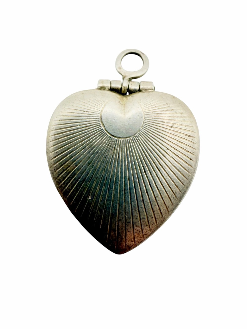Vintage Art Deco Sterling Silver Sunburst Heart Locket